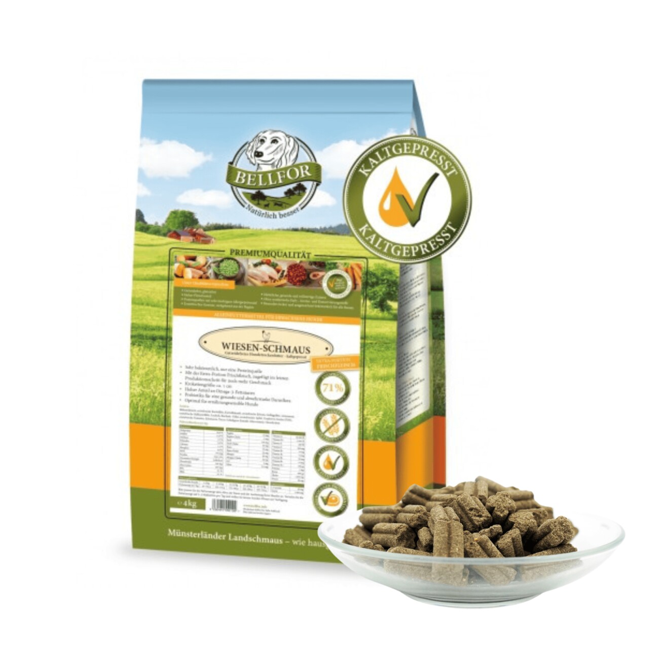 Bellfor Trockenfutter für Hunde mit Huhn - Wiesen-Schmaus - 4 kg