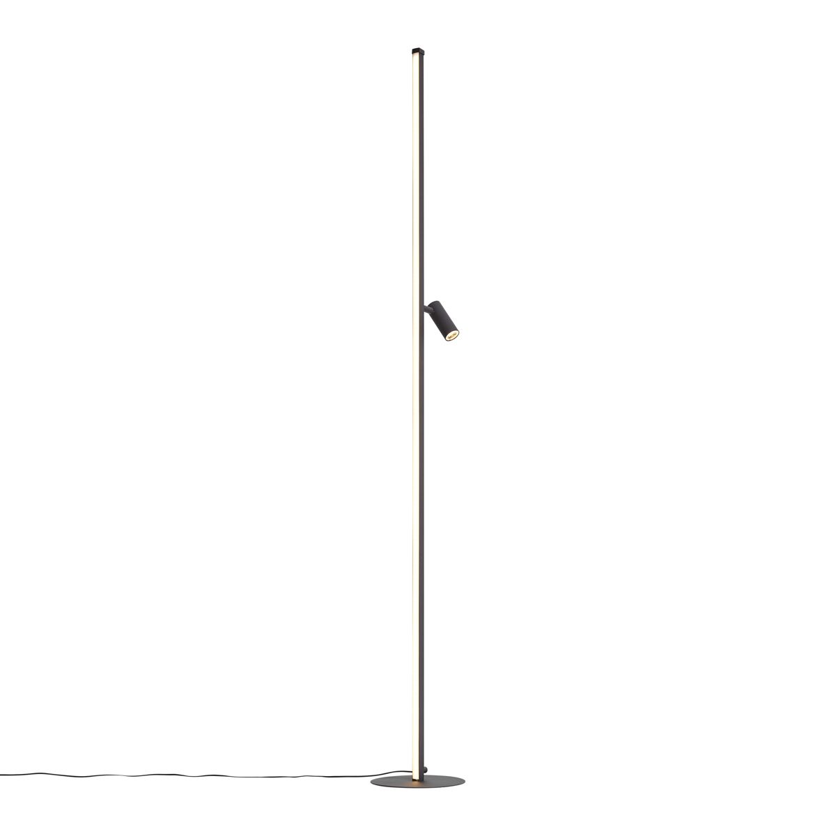 Design vloerlamp zwart met leeslamp incl. LED met touch dimmer - Throttle