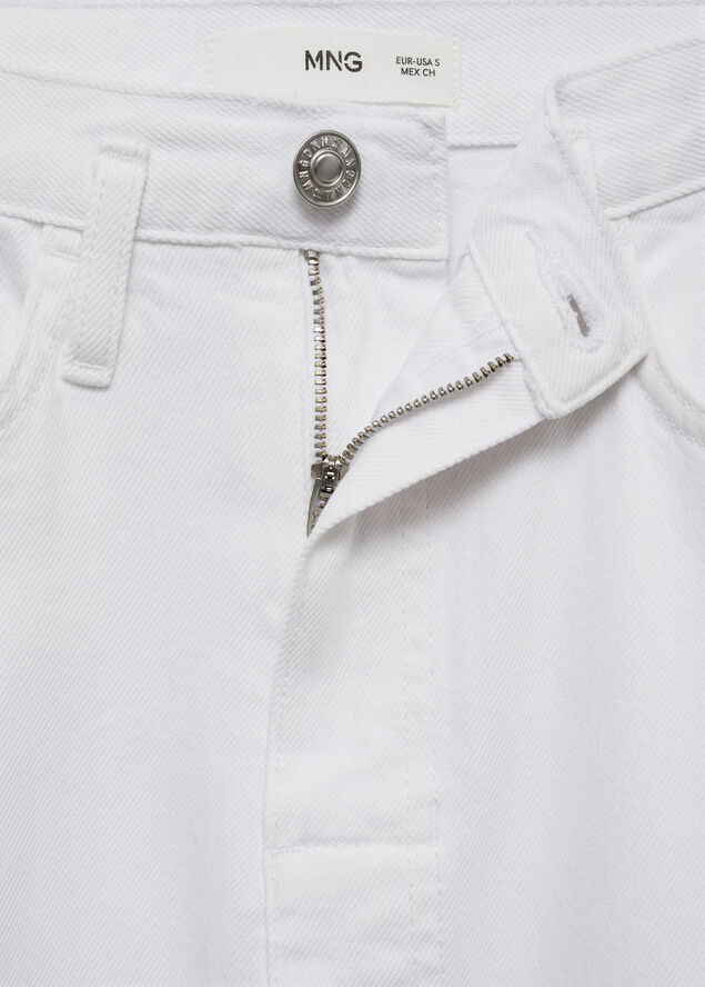 MANGO Slit denim skirt White