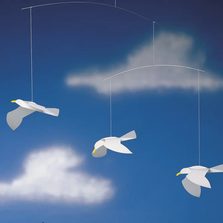 Flensted Mobiles - Soaring Seagulls Mobile, weiss / gelb