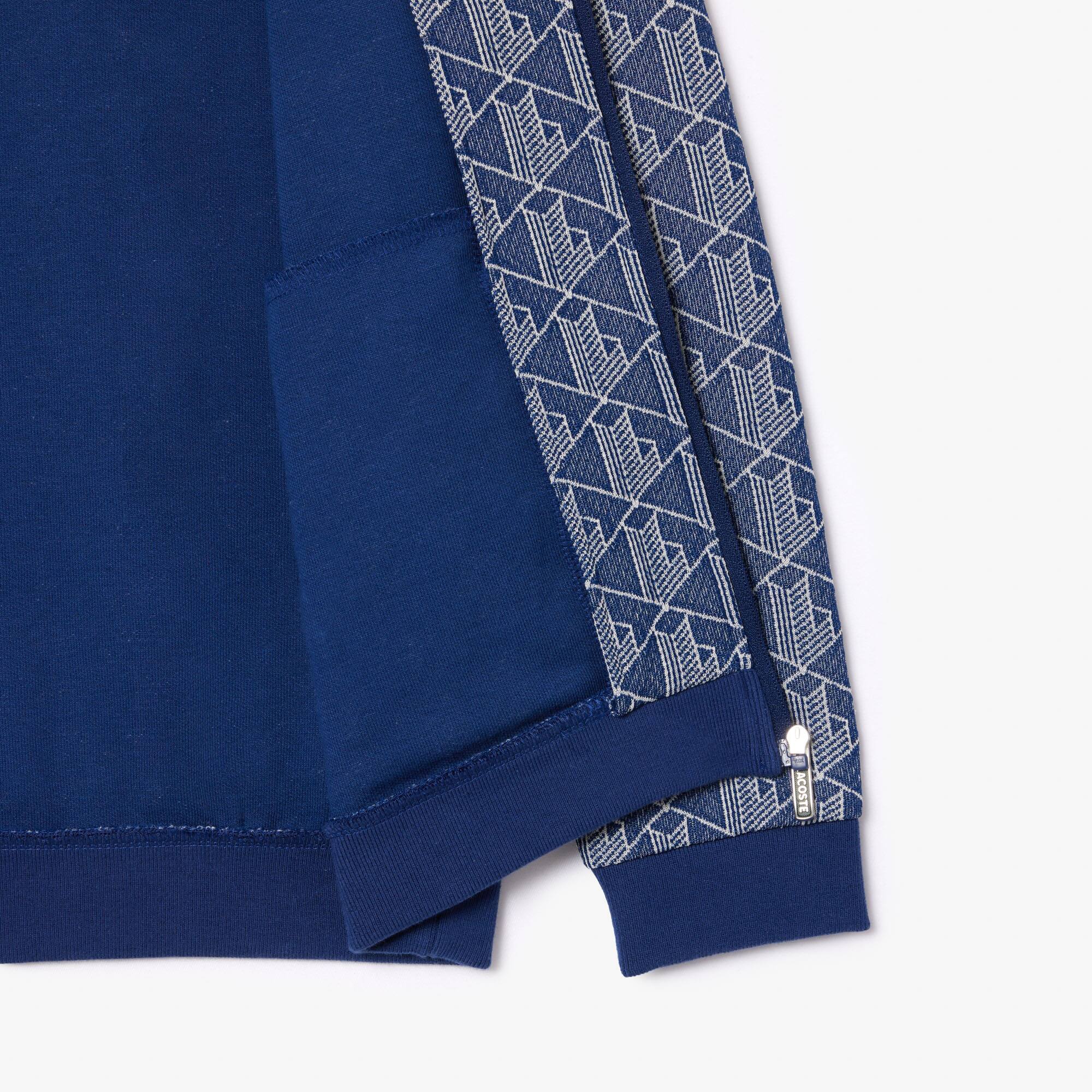 Sweatshirt zippé avec monogramme et col montant Pullovers & Sweatshirts - Bleu - Lacoste - Enfant