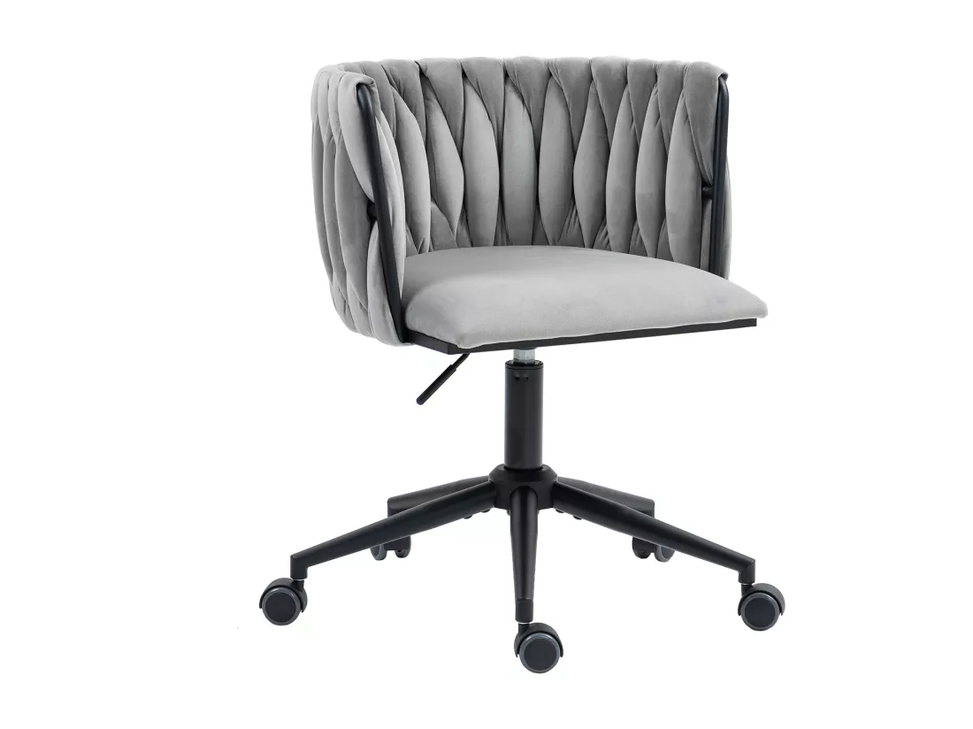 Chaise De Bureau Douce En Velours, Rotation 360°, Réglage De Hauteur, Design Ergonomique