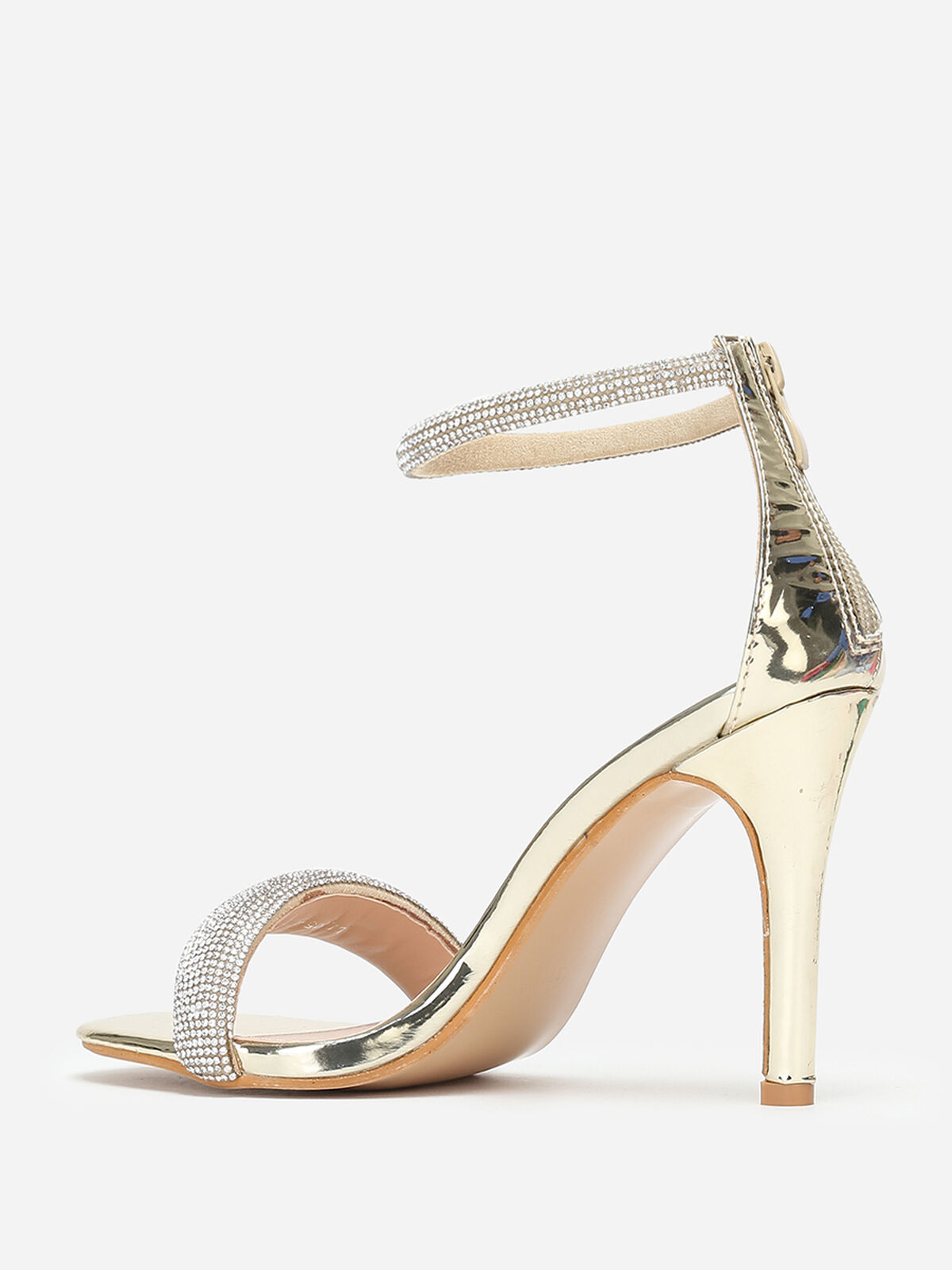 Sandales à brides arrondies en strass- Doré