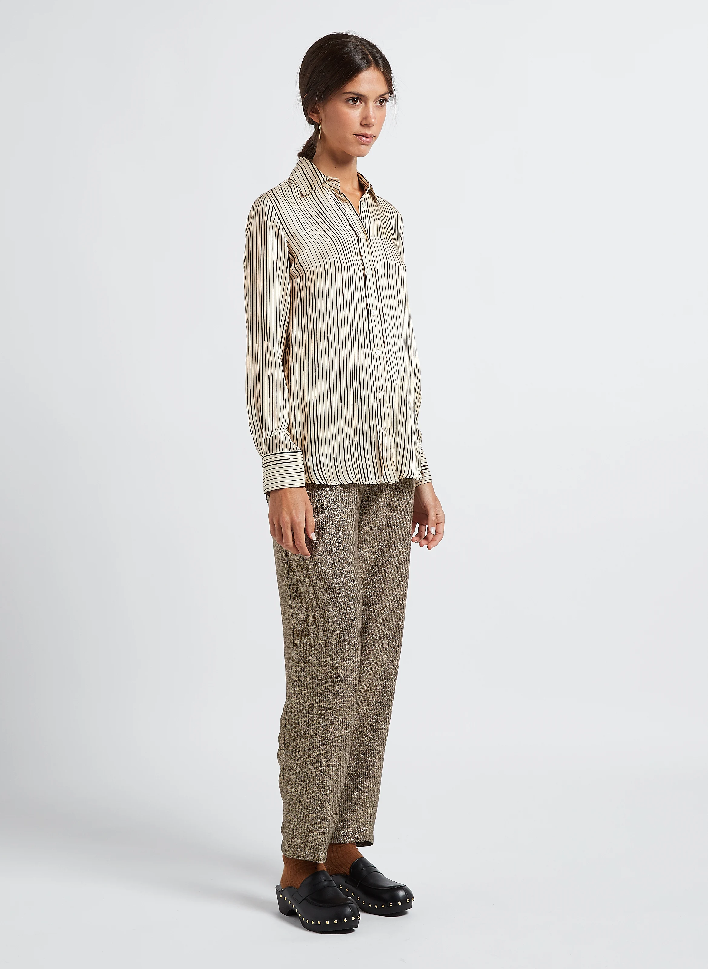 CEZA - Chemise col classique rayée | Beige