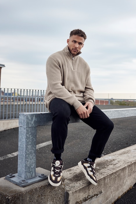 STHUGE Pullover, Wollanteil, Stehkragen mit Zipper, bis 8 XL