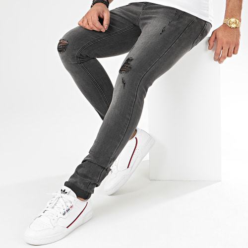 Jean Skinny Avec Déchirures 72148-U3 Gris Foncé Denim