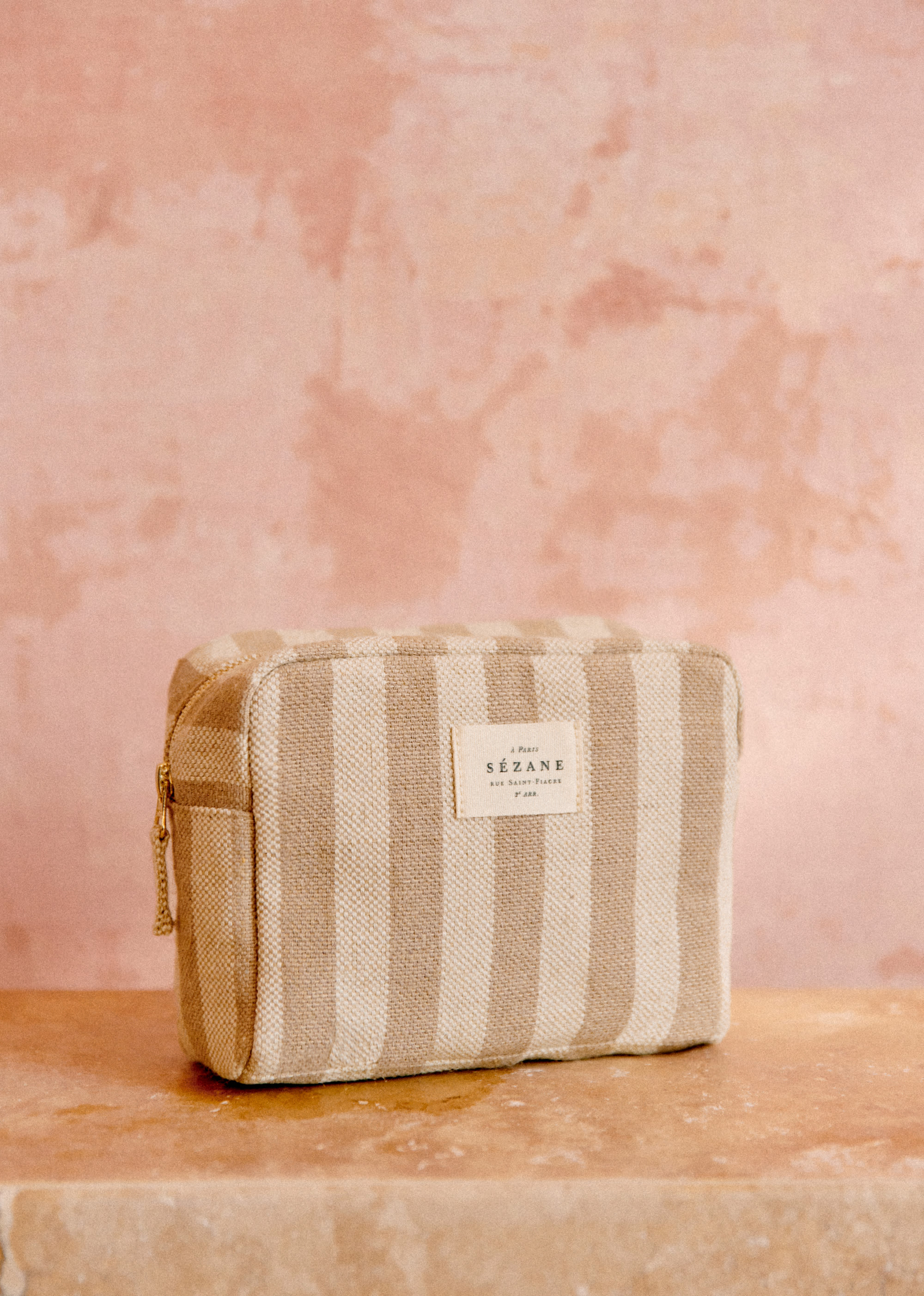 Trousse de Toilette Jute - Rayures Taupes - SACS/NEW SACS Nos Paniers 5906418