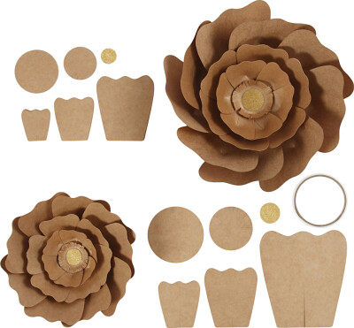 Papirblomster - Ø 15+25 CM - Natur - 2 Stk