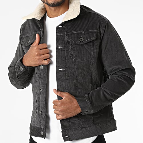 Veste Velours Col Mouton Alvin Sherpa Corduroy Gris Anthracite