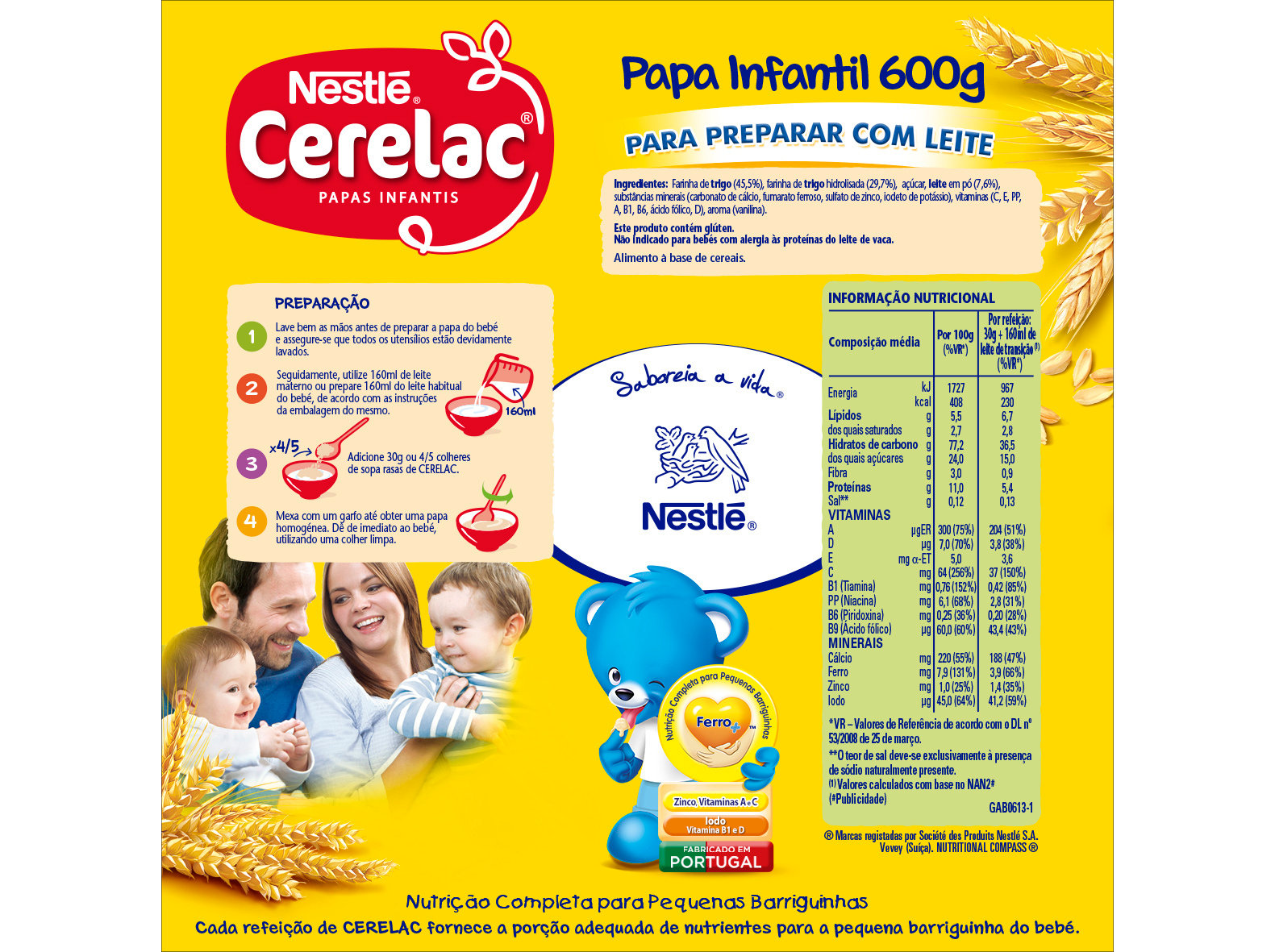FARINHA NÃO LÁCTEA CERELAC 600GR