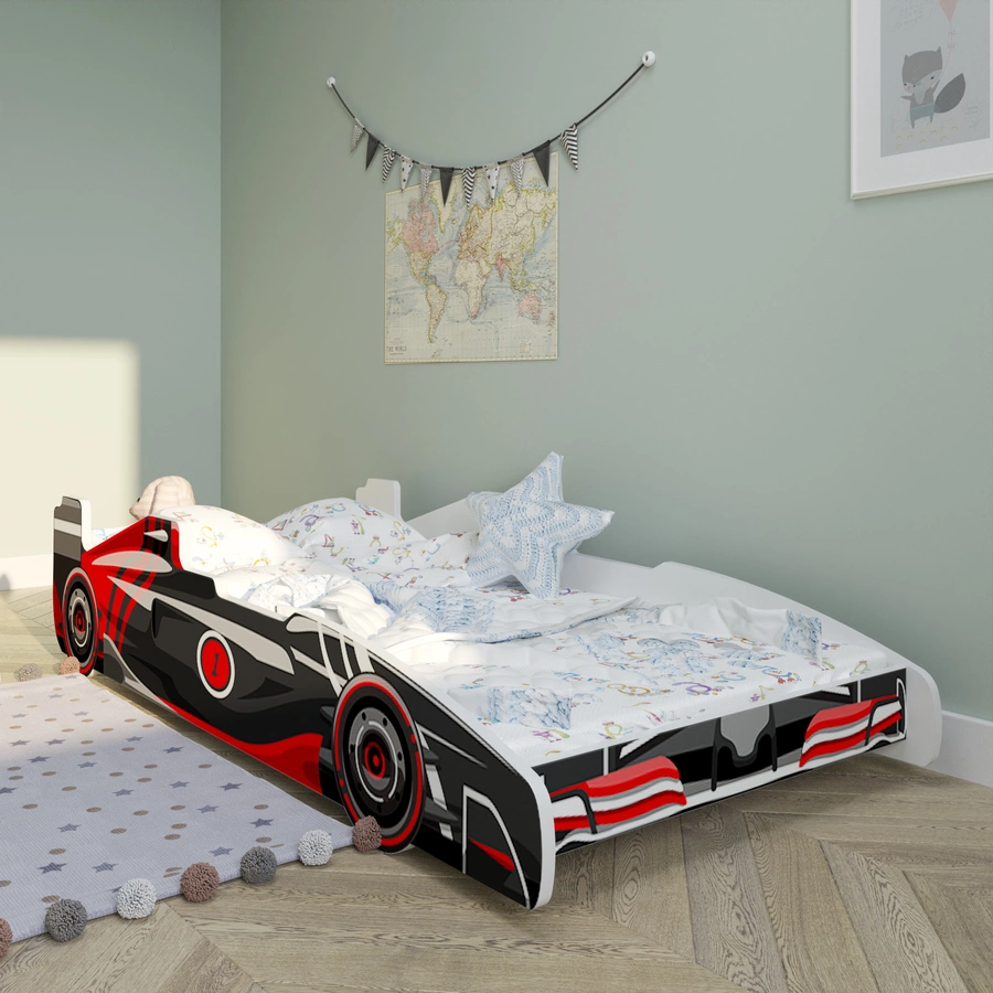 Kids Collective Autobett Kinderbett Jugendbett 80x160 mit Rausfallschutz | Spielbett schwarz