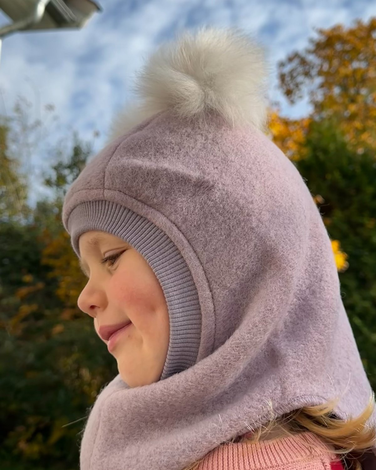 Balaclava Ull 2-Lags – Børstet Ullfleece | Alpaca Pompoms