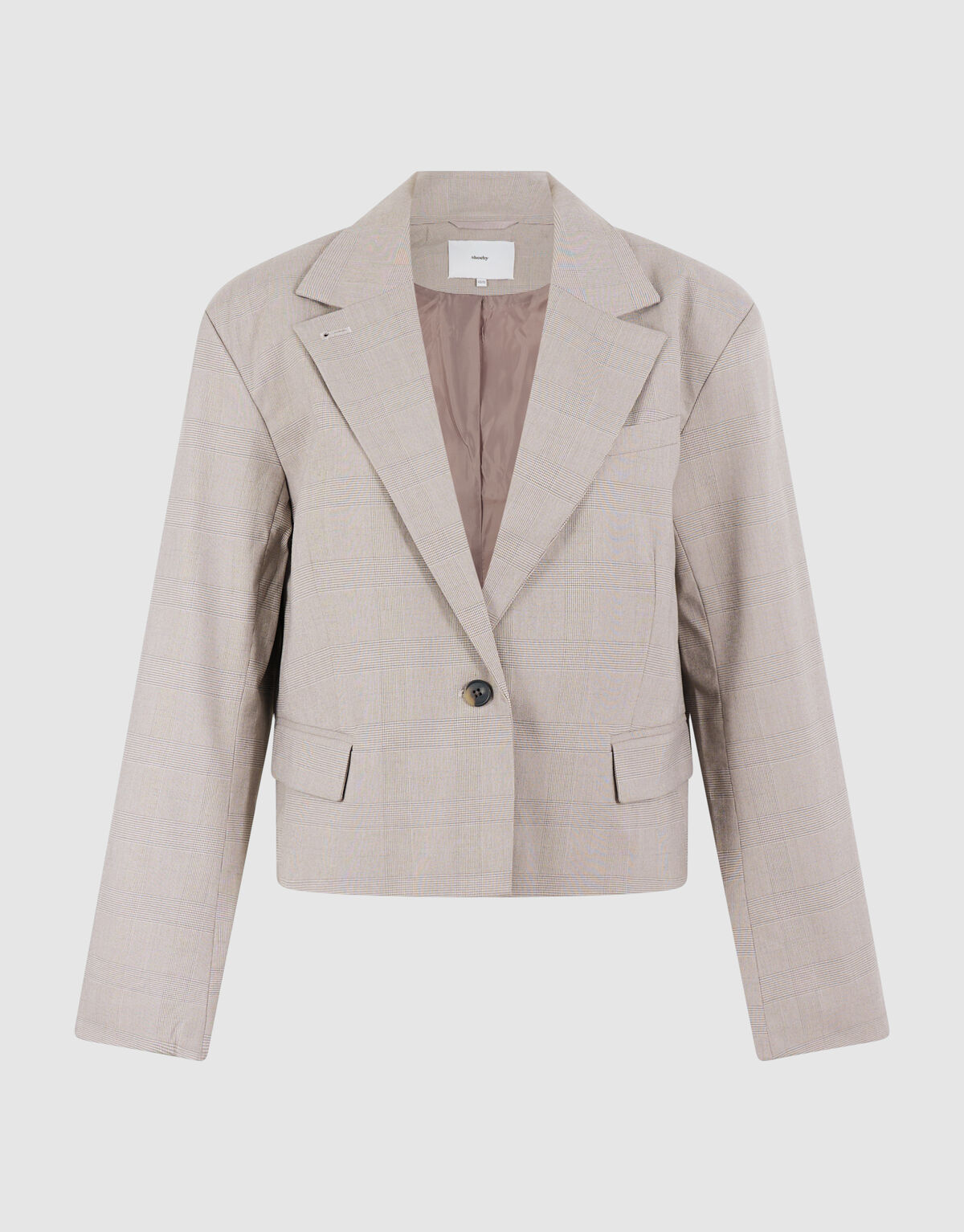 Ruiten Cropped Blazer Lichtgrijs