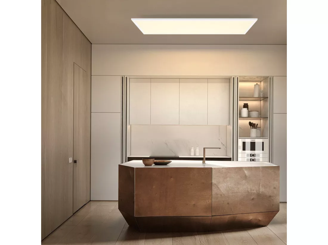 NETTLIFE Plafonnier LED, 80 x 30 cm,39W, 3000 K Dimmable, Plat, Lampe avec Télécommande, Panneau, Blanc, Lampe de Bureau pour Cuisine