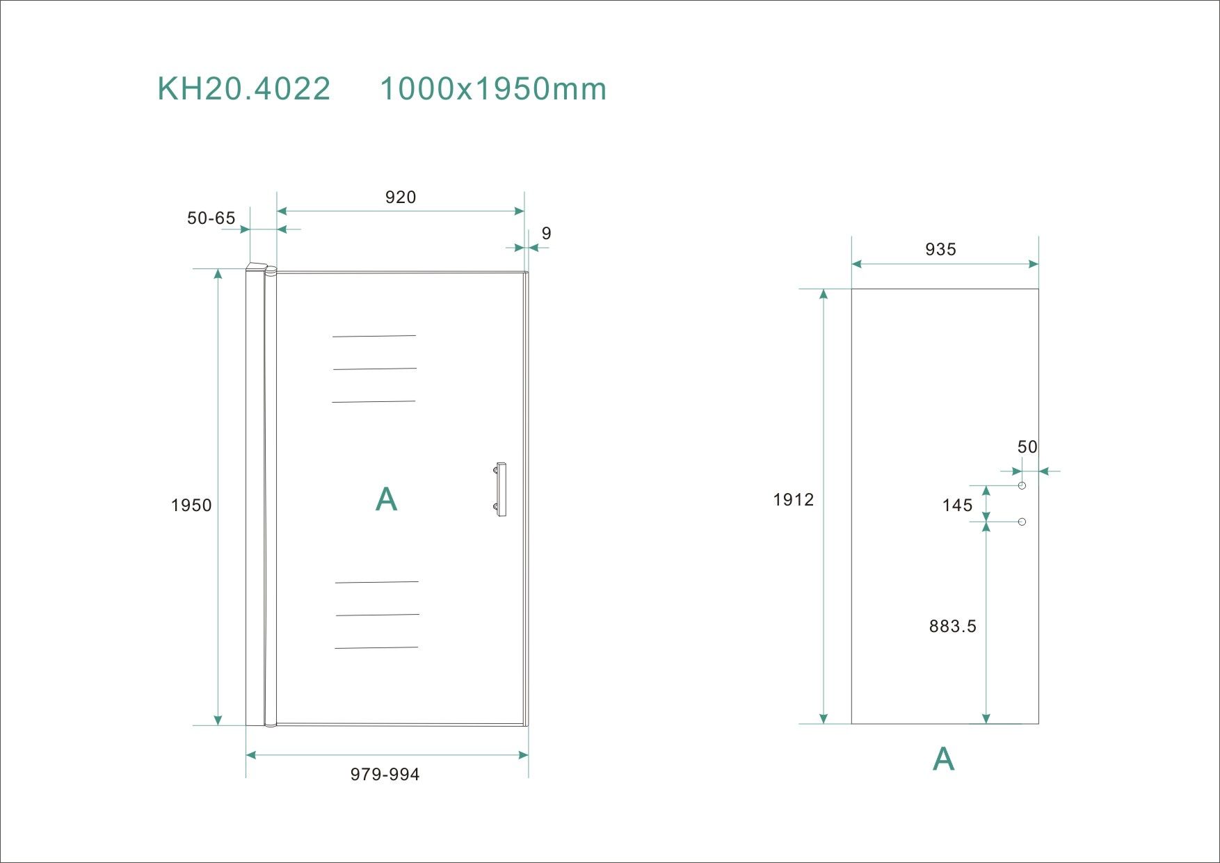 Mueller Basic draaibare douchedeur 100x195cm