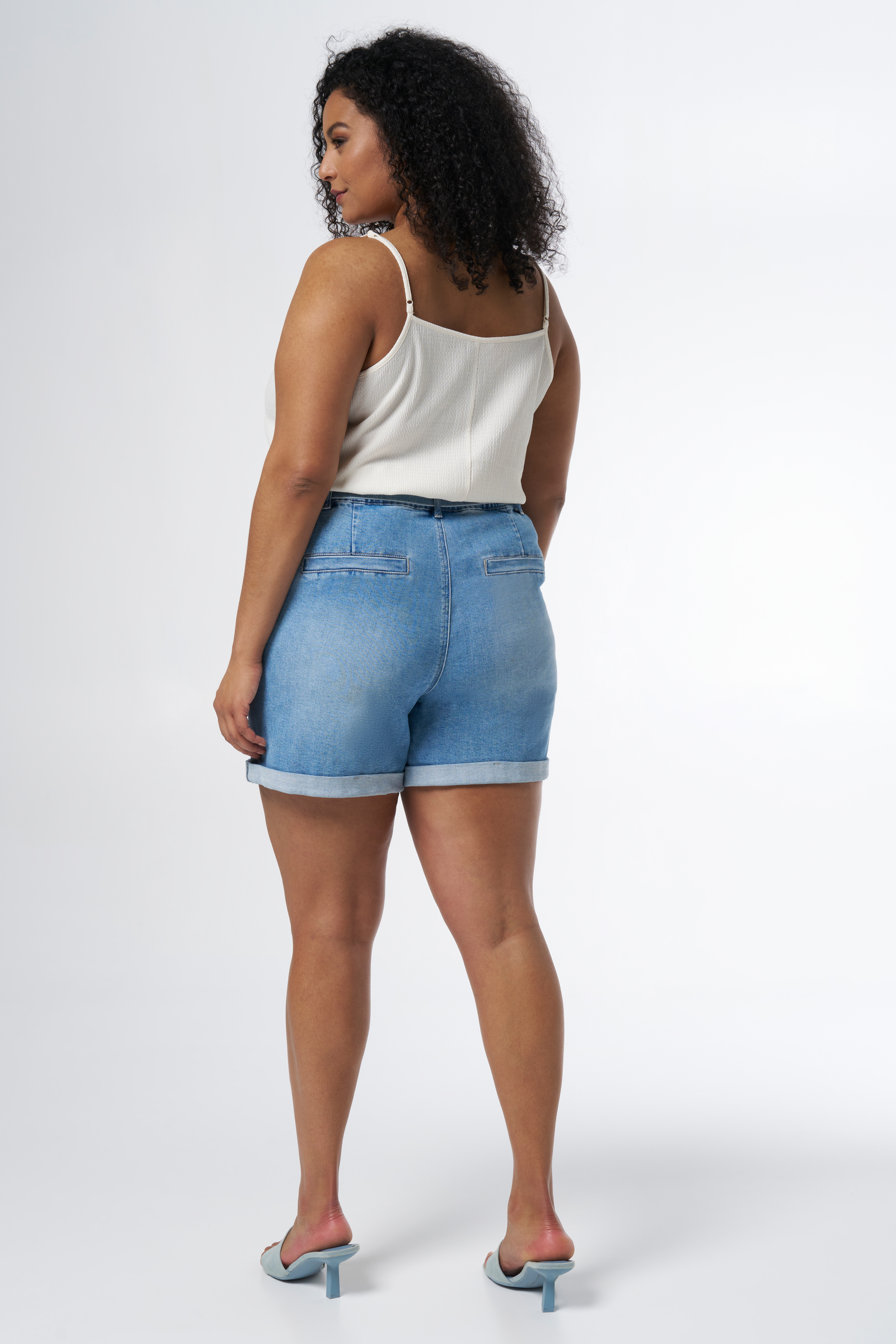 Denim short met ceintuur Stonewash Denim