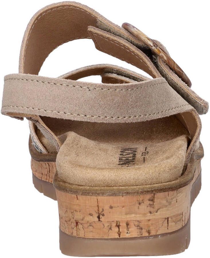 Nelson Flex suède sandalen met sleehak taupe