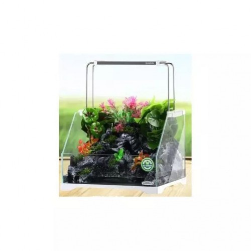 Aquaterrário com decoração + sistema de filtragem, cor transparente