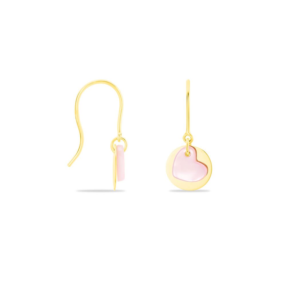 Boucles D'oreilles Pendantes Cleomela Coeur Or Jaune Nacre