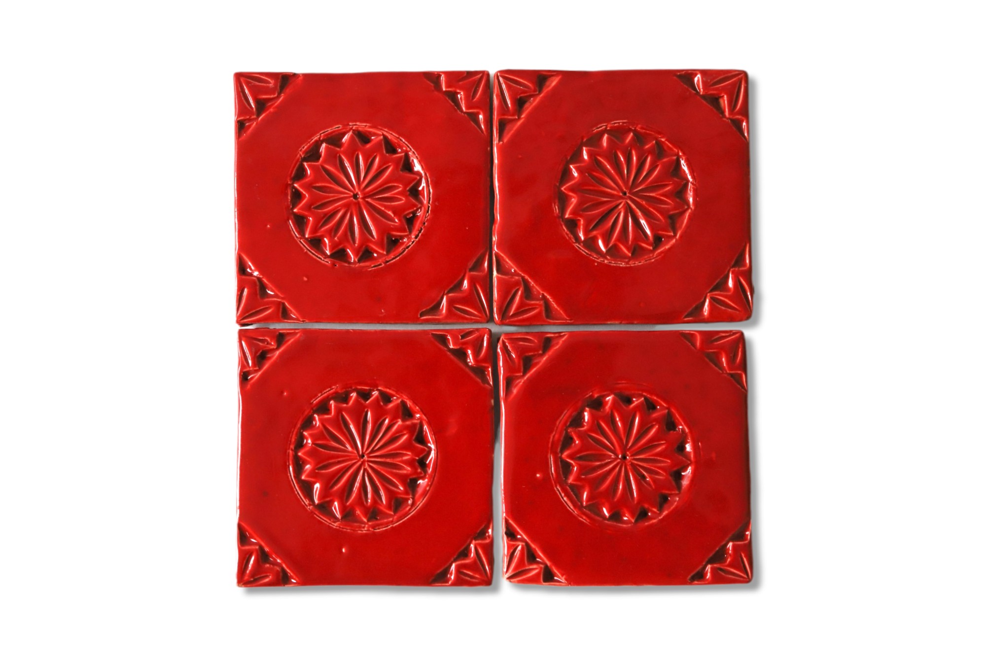 Kachel 'Ornement Rouge', rot, T 10 cm, B 10 cm von fischer's lagerhaus