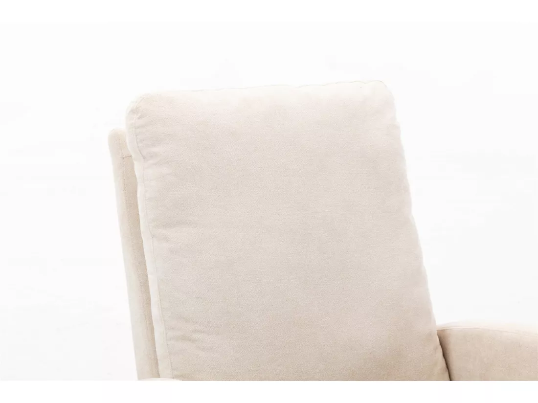 Fauteuil à Bascule - Rocking chair - Dossier Capitonné Pieds en Bois - Style Scandinave - Beige