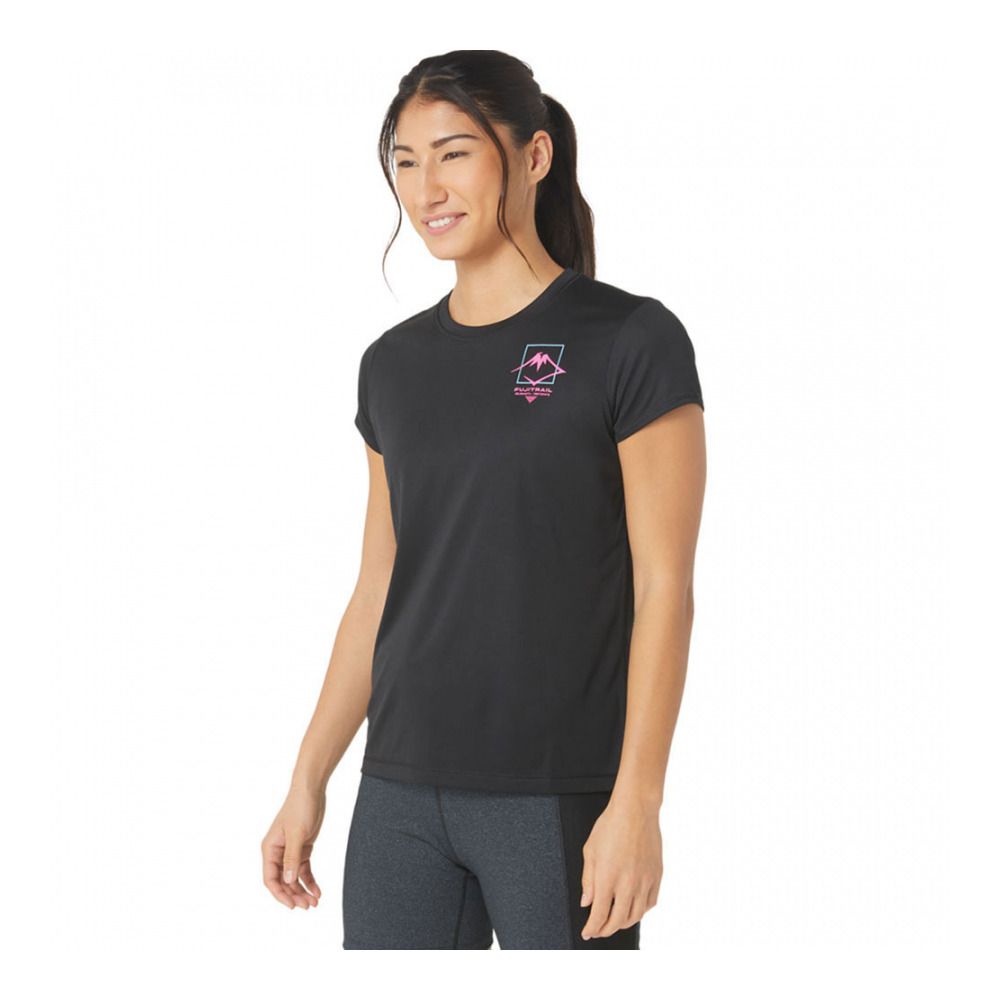 Asics FUJITRAIL LOGO - Tee-shirt Femme performance black