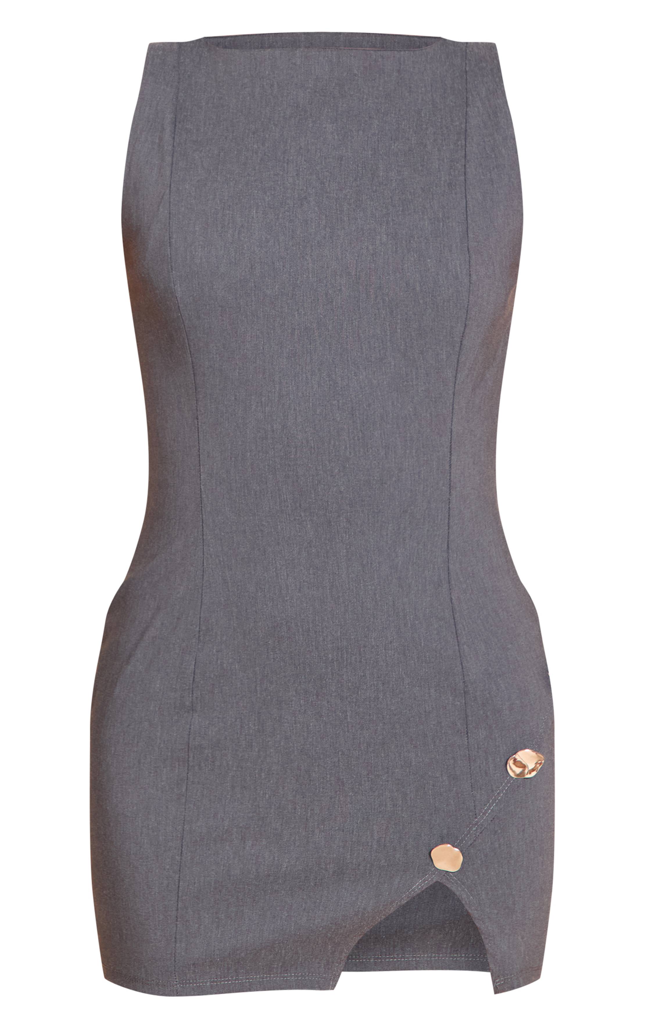 Charbon Robe Moulante À Détails De Passepoil Tissé Extensible
