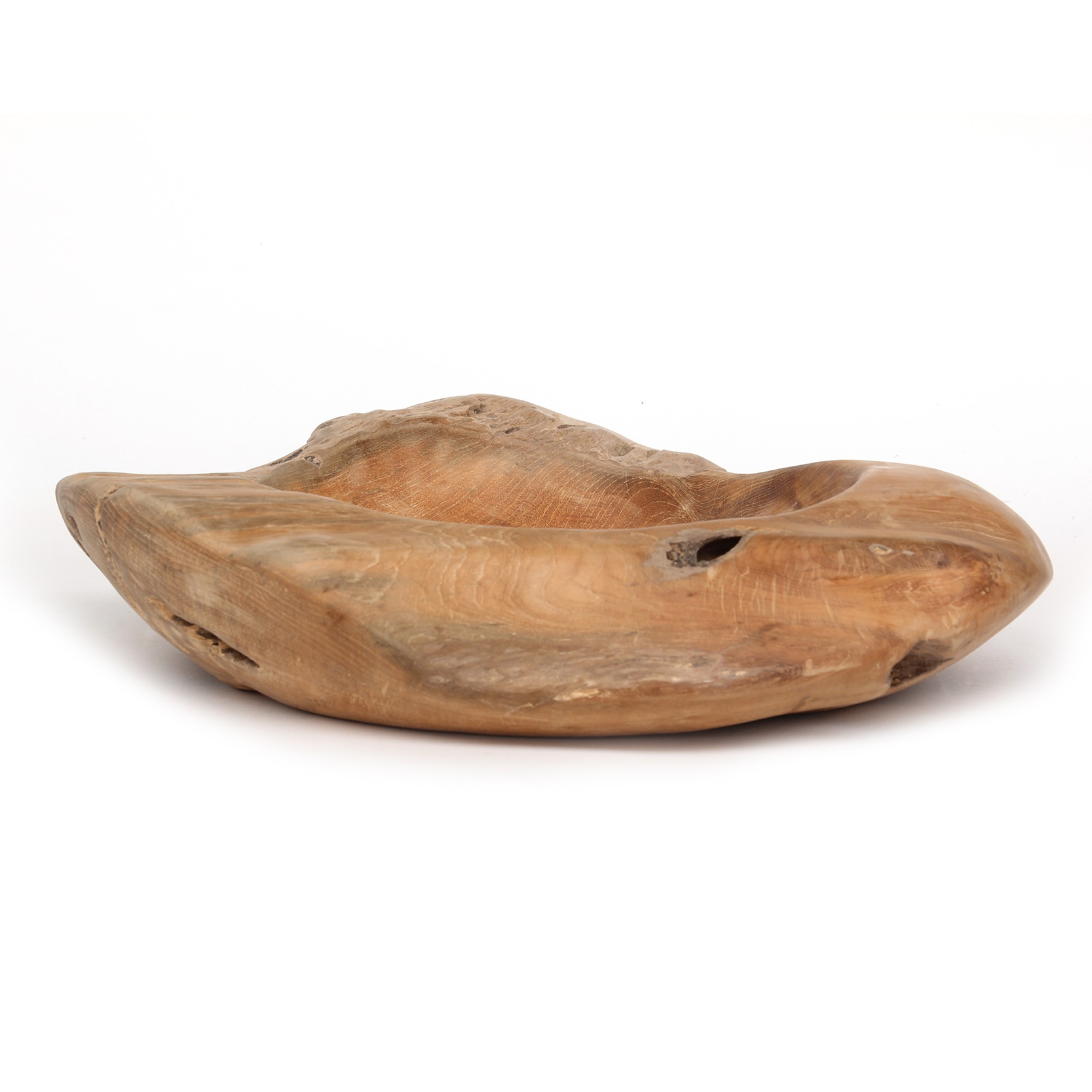 Holzschale aus Restholz, Teak, Ø min. 50 cm, H ca. 10 cm von fischer's lagerhaus