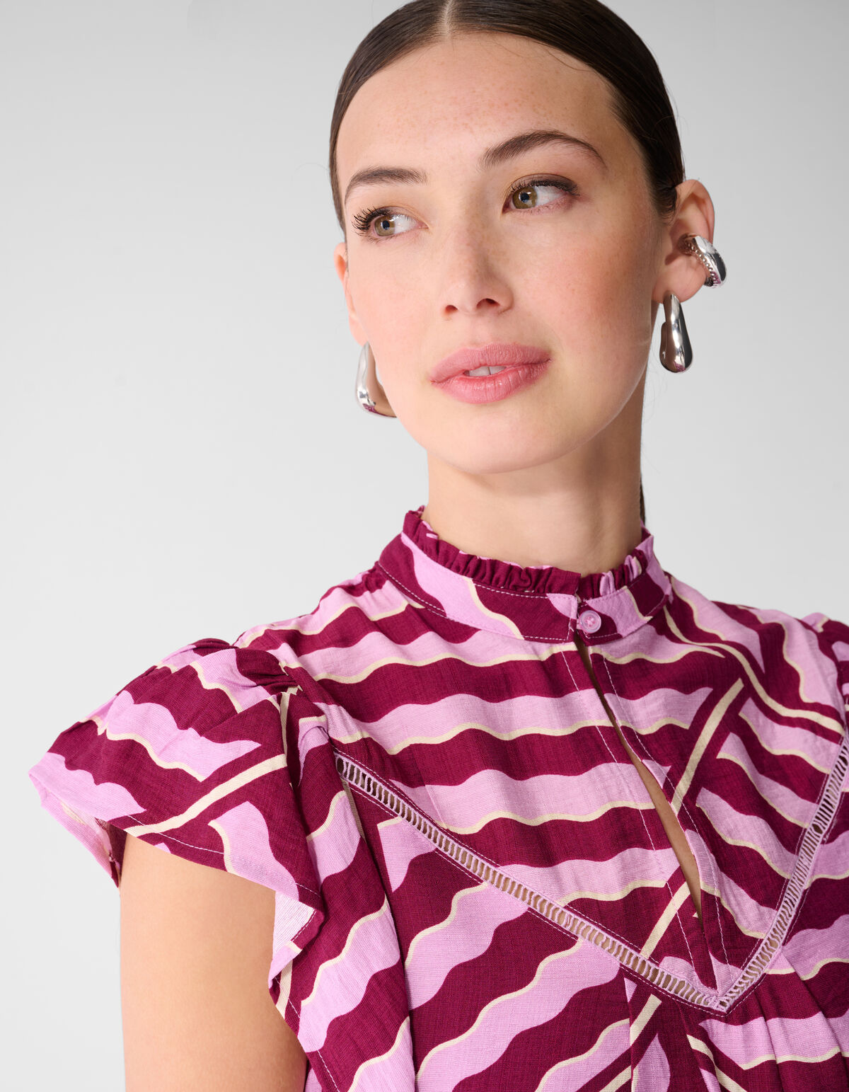Wavy Printed Top Roze/Paars