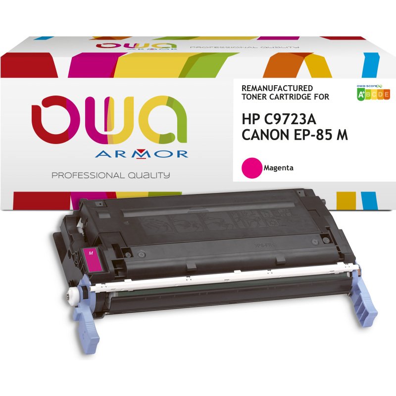 Toner remanufacturé OWA - standard - pour HP C9721A, CANON EP-85 C