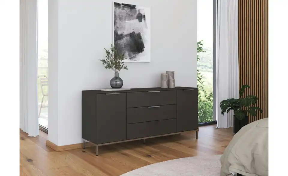 Sideboard Graphit Front: Dekor, Oberboden: Dekor verchromt