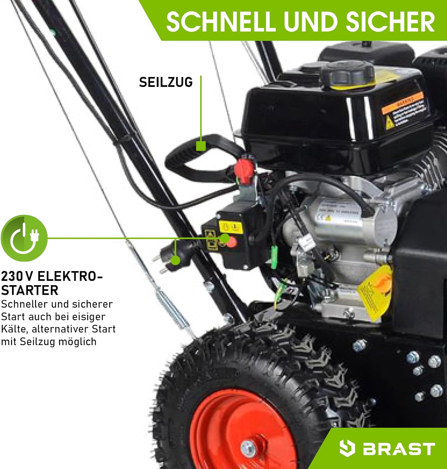 BRAST Kehrmaschine Benzin | Laubsammler Schneeschieber | 4,8kW(6,5PS) - 5,14kW(7PS) | viele Modelle | 80-100cm Arbeitsbreite | Elektrostart | Schnellwechsel-System | Schneeräumer | 3in1 Gerät