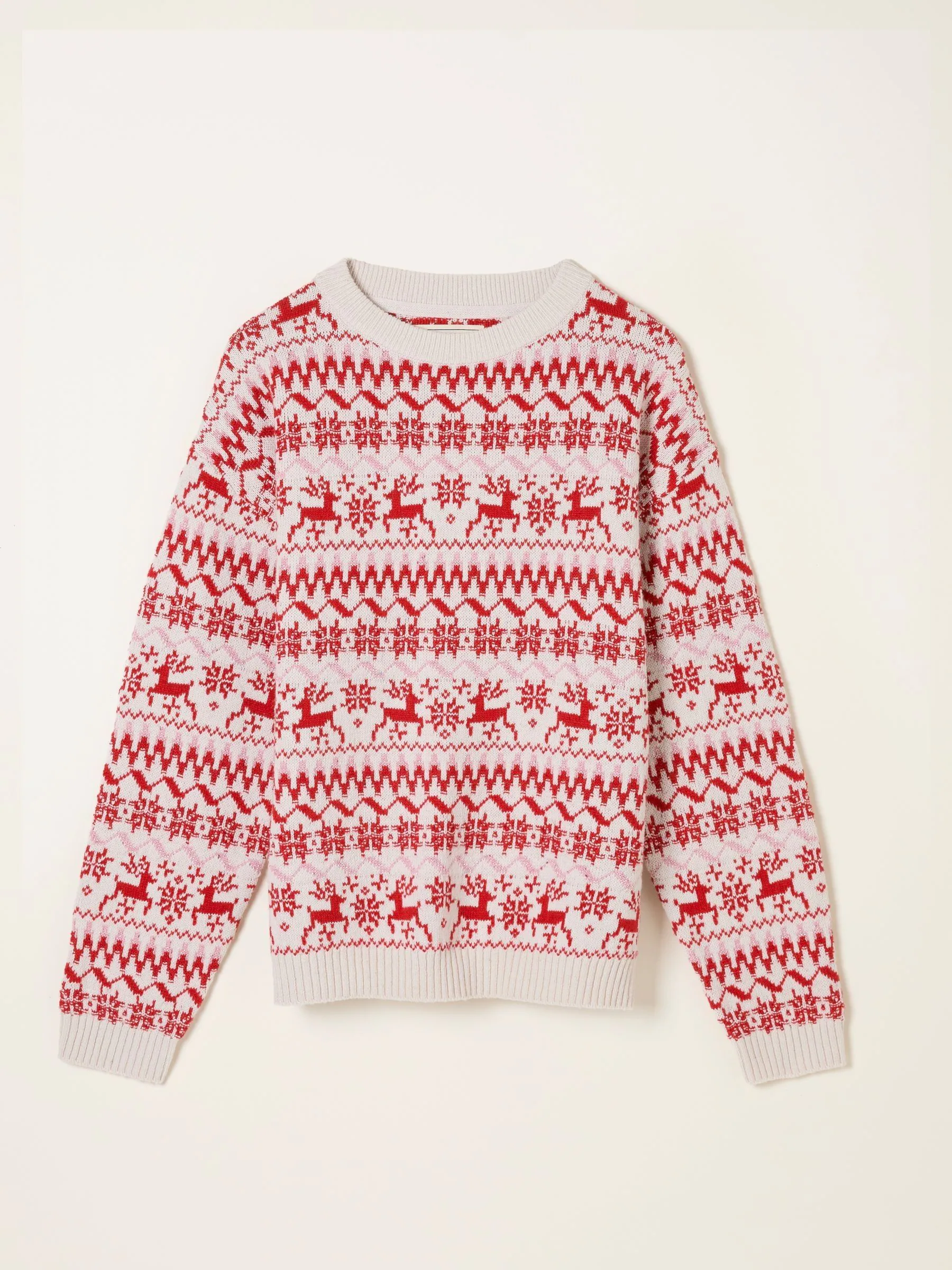 FatFace gebreide trui met rendierprint en Fair Isle-motief