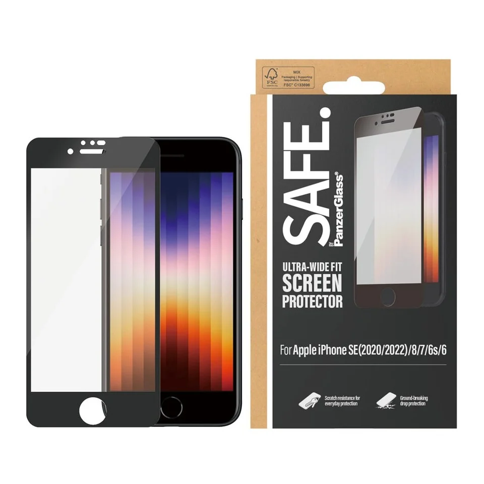 SAFE by PanzerGlass - Skærmbeskyttelse - Apple iPhone 8, 7, 6, 6s - Edge-to-Edge