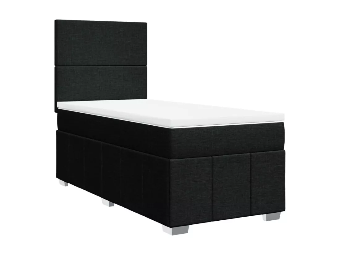 Sommier à lattes de lit avec matelas Noir 90x190 cm Tissu