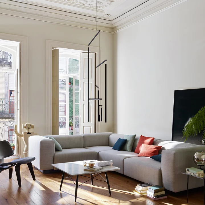 Vitra - Eames Coffee Table, Marmor weiss / Esche schwarz, 76 x 76 cm