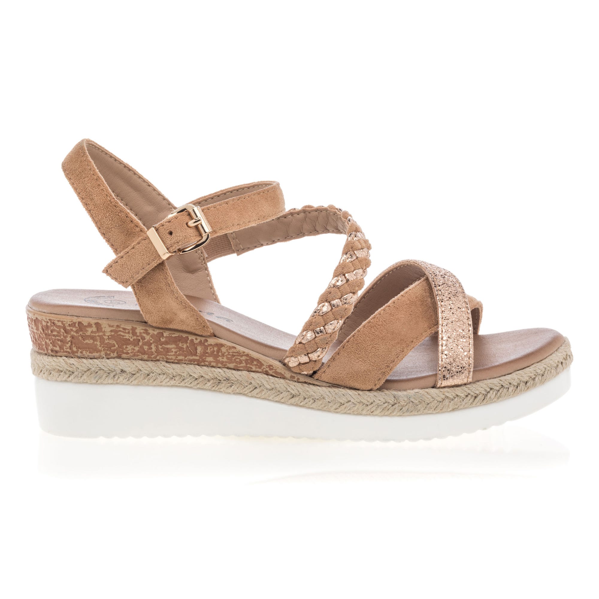 Sandales à talon compensé Femme camel