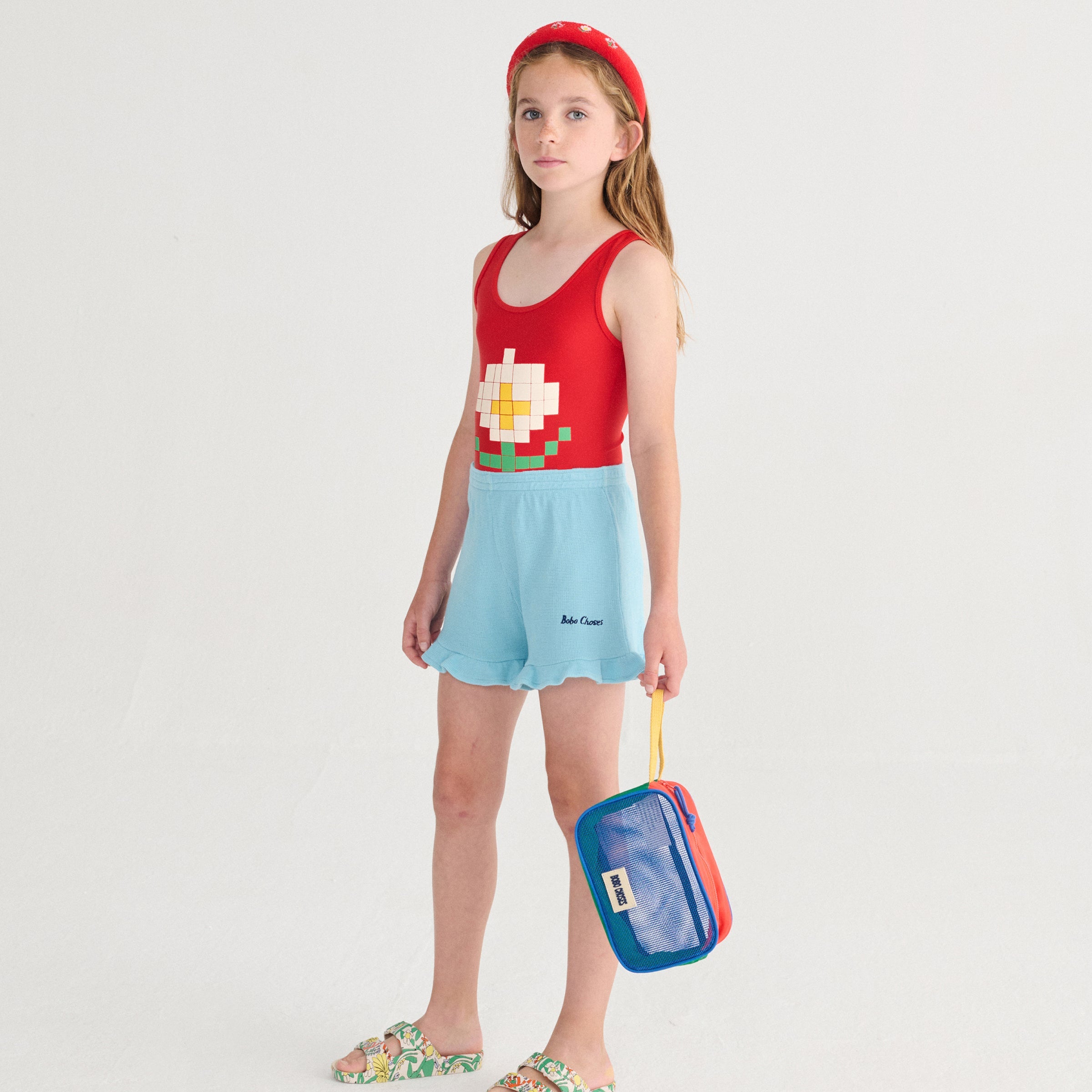 Badeanzug Pixel Daisy Red
