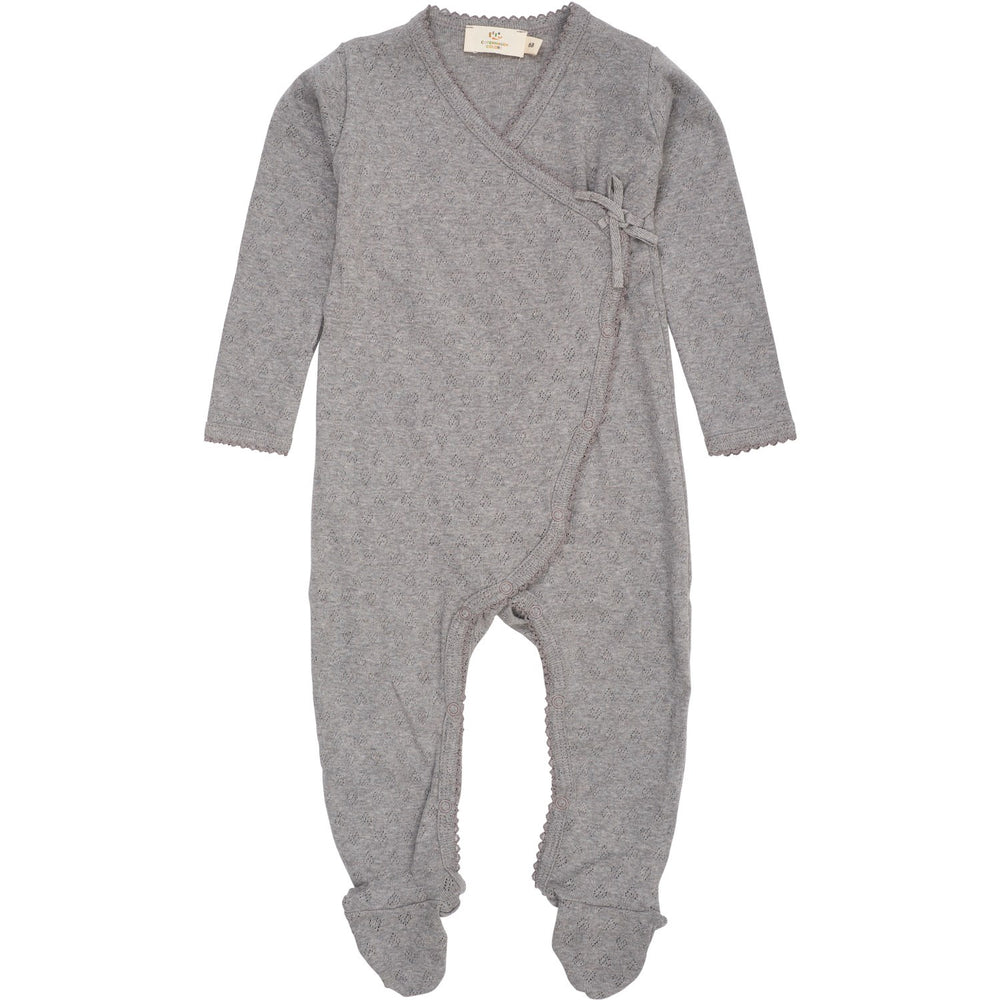 Køb COPENHAGEN COLORS Grey Mel Pointelle Cross-Over Full Body