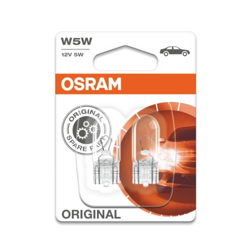 GLASSOKKELLAMPE OSRAM 12V W5W 2-PAKNING