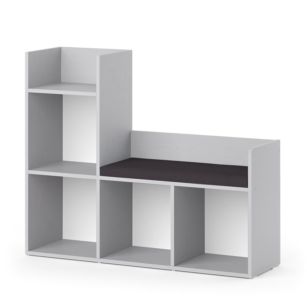 Vicco Bank-Regal Bücherregal Kinderregal Luigi Hellgrau 107x89 cm modern Sitzbank Kinderzimmer Regal Wandregal Spielzeugregal Dekoregal Standregal Aufbewahrung Würfelregal Regal-Bank-Kombi