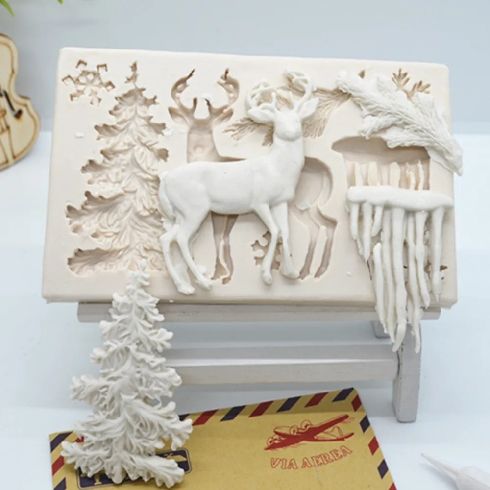(8-fach) Silikon Weihnachts 3D Pralinen Form für Fondant / Schokolade Kuchen   Muffin Dekoration - Rentier