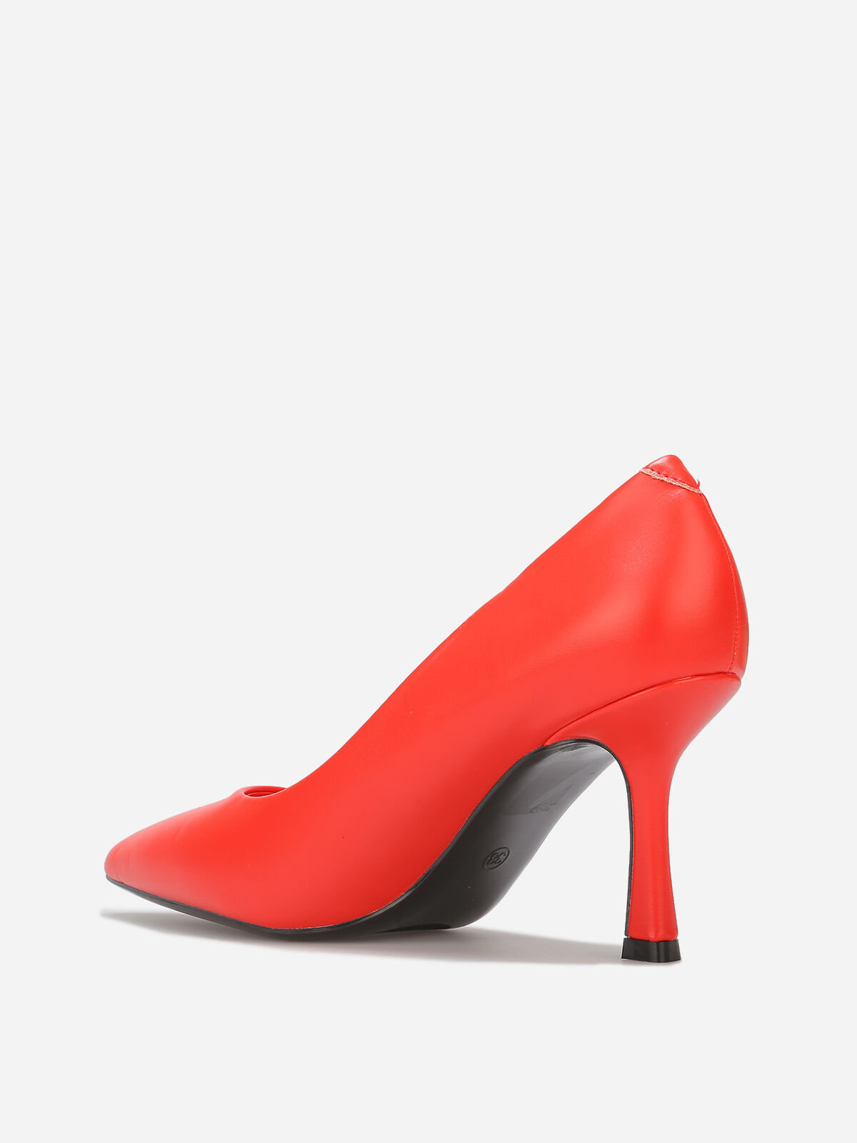 Escarpins en simili à talon bobine fin- Rouge