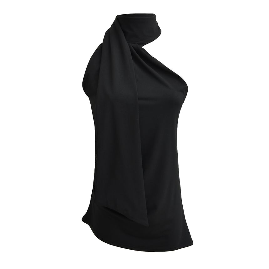 Seventh Snow - Mouwloze blouse met hoge hals en effen kleur