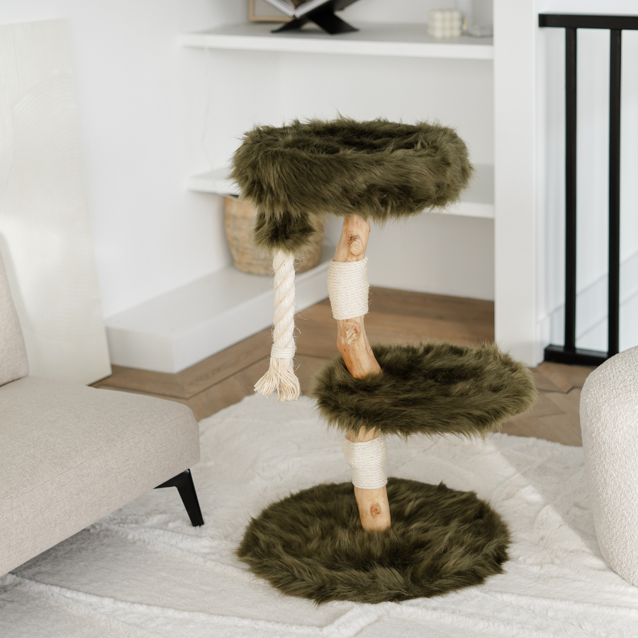Arranhador peludo para gato bengal (verde floresta)