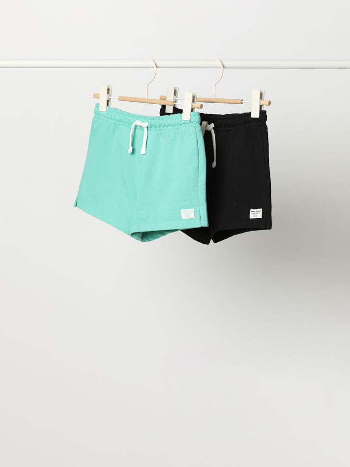 Conjunto de 2 shorts de lã polar lisos e básicos - Preto