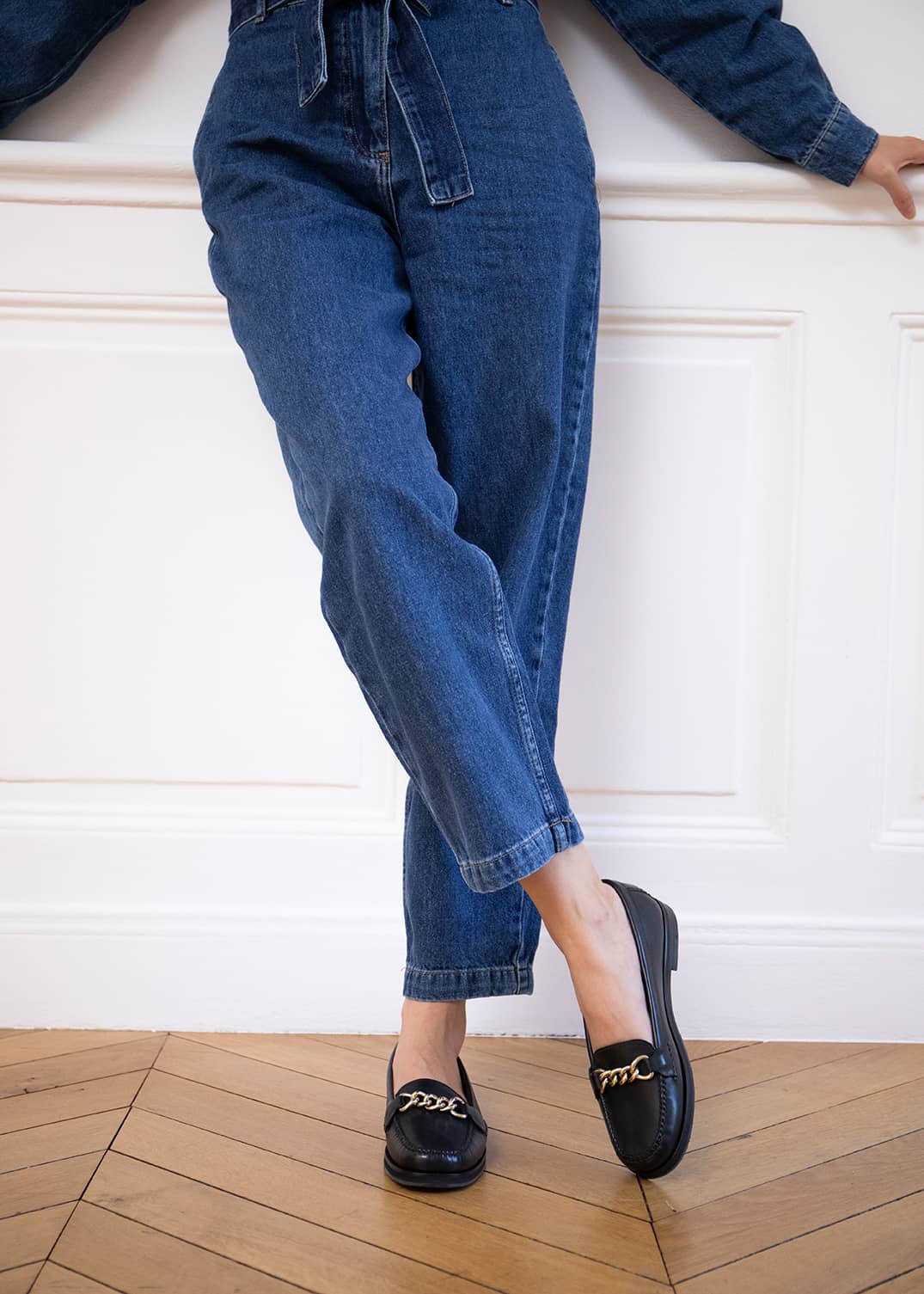 MOCASSIN BB CHAIN CUIR NOIR