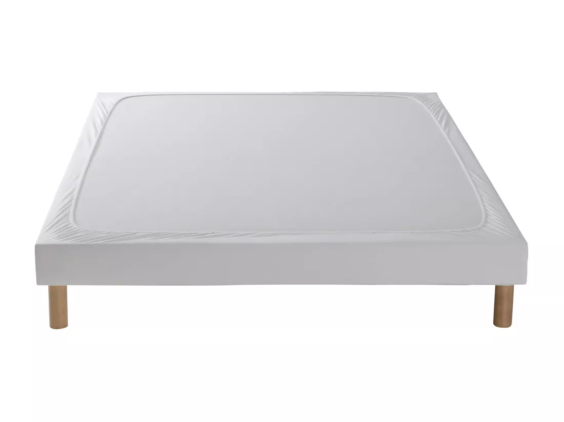 Cache-sommier coton jersey blanc 140x200