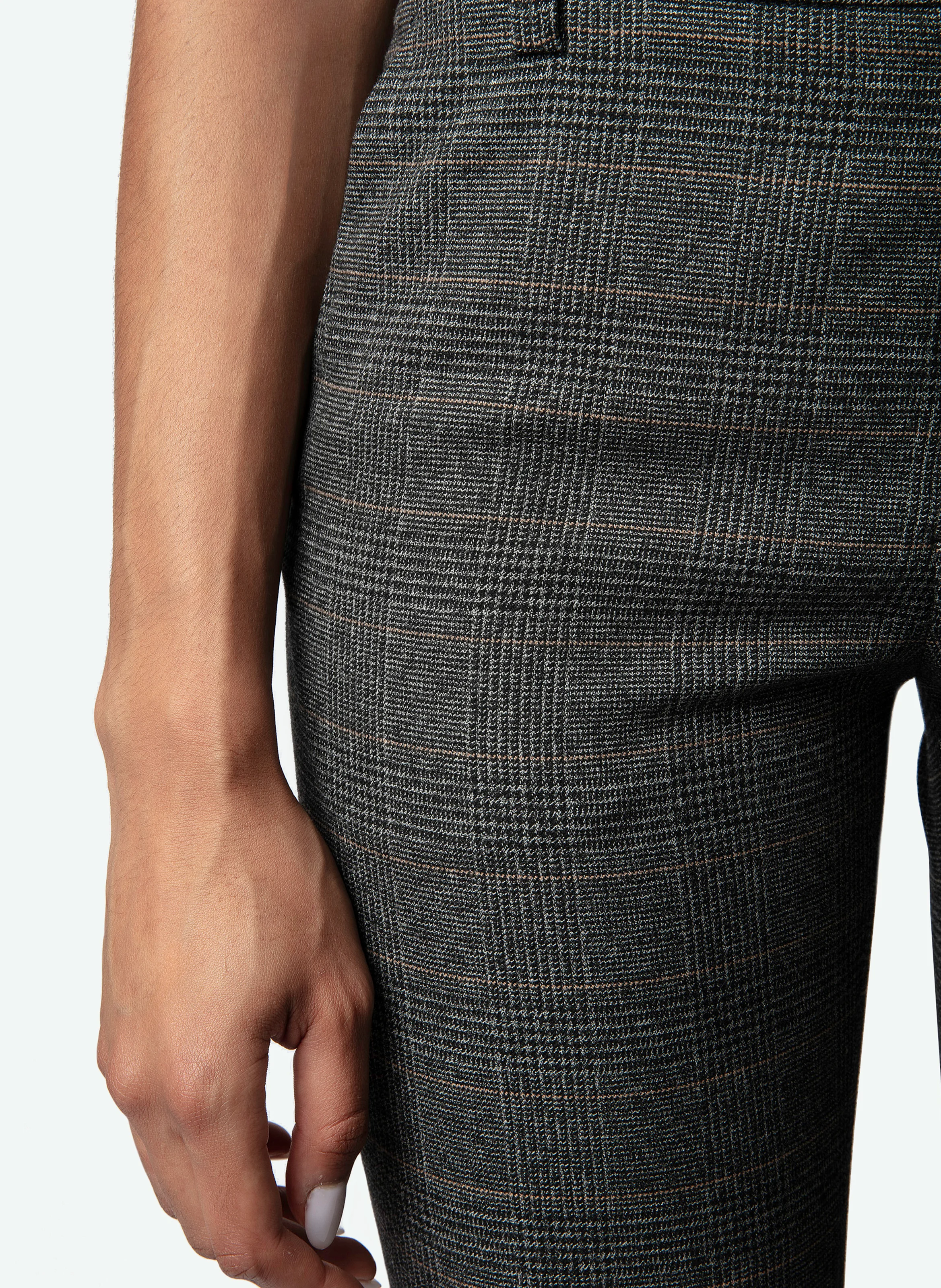PREVU - Pantalon droit à carreaux en fibres recyclées mélangées | Gris