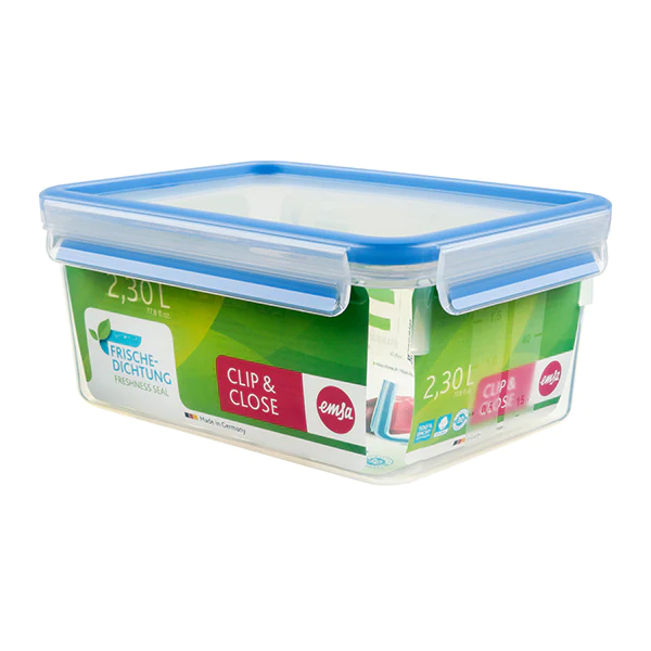 Boîte rectangle Clip & Close bleu 2,3 L Emsa